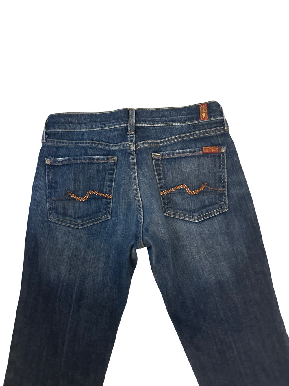 7 For All Mankind Womens 28 Bootcut Jeans Dark Wash Stretch Blue Denim Y2K USA - Picture 5 of 14